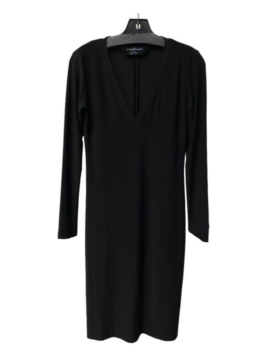 Norma kamali Size S Black Polyester Blend Deep V Neck Long Sleeve Dress Black / S