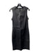 Vince Size 8 Black Leather High Neck Sleeveless Straight Back Zip Dress Black / 8