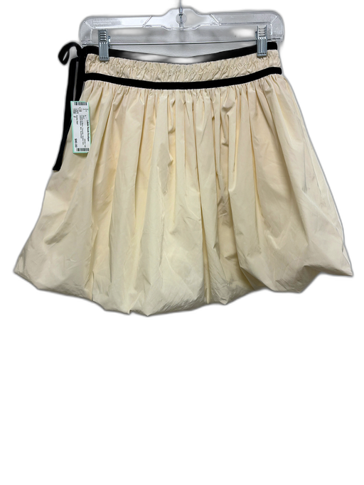 Hunter Bell Size 2 Cream & Black Polyester Bubble Hem Velvet Ribbon Mini Skirt Cream & Black / 2