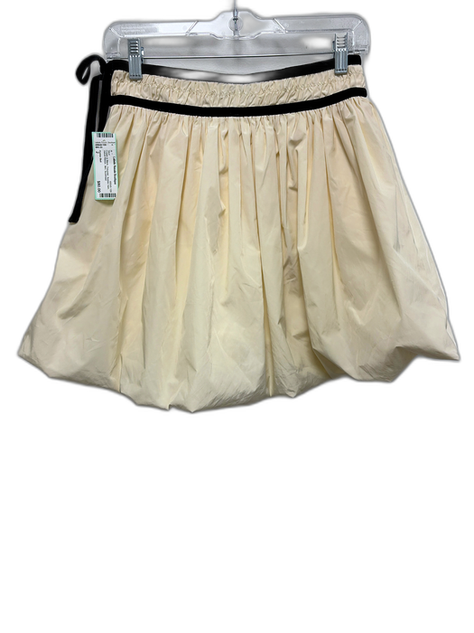 Hunter Bell Size 2 Cream & Black Polyester Bubble Hem Velvet Ribbon Mini Skirt Cream & Black / 2