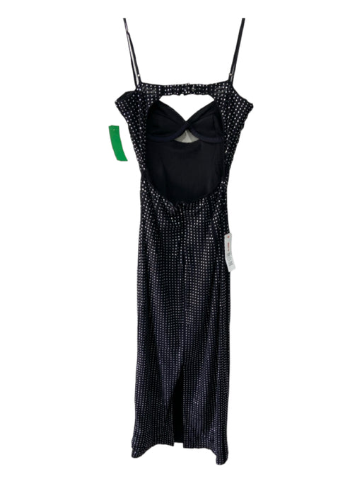 Bardot Size XS Black & Crystals Nylon Semi-Sheer Spaghetti Strap Cupped Dress Black & Crystals / XS