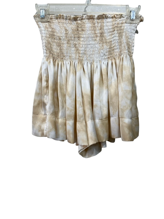 Koch Size S Tan & White Polyester Smocked Waistband Tie Dye Shorts Tan & White / S