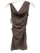 Staud Size 4 Brown & Cream Cotton Blend Side Gather Stripe Boat Neck Dress Brown & Cream / 4