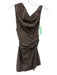 Staud Size 4 Brown & Cream Cotton Blend Side Gather Stripe Boat Neck Dress Brown & Cream / 4