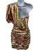 Ronny Kobo Size M silver, orange, yellow Polyester Sequin Abstract Ruched Dress silver, orange, yellow / M