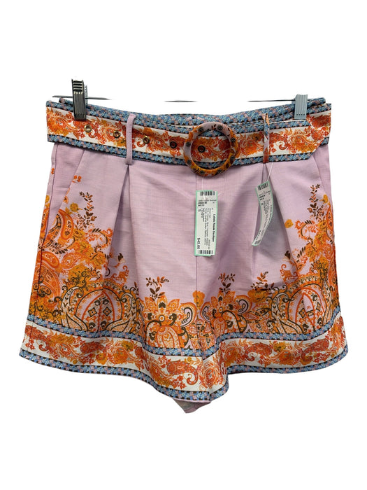 L'ATISTE Size S Pink, Orange, Blue Polyester Pleated Floral Short Set Pink, Orange, Blue / S