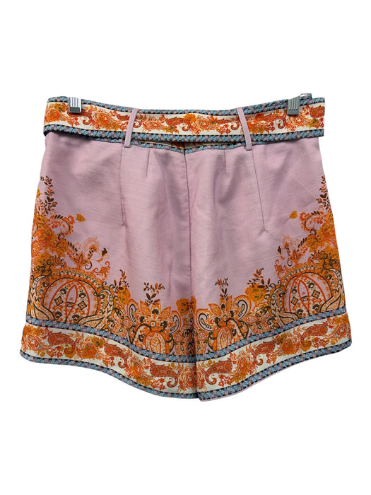 L'ATISTE Size S Pink, Orange, Blue Polyester Pleated Floral Short Set Pink, Orange, Blue / S