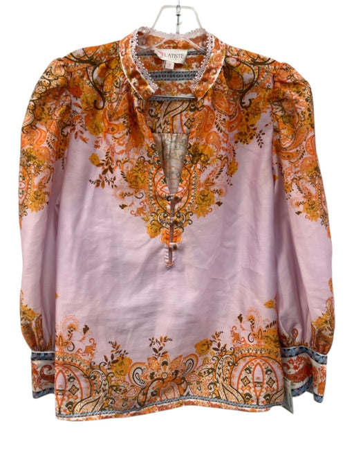 L'ATISTE Size S Pink, Orange, Blue Polyester Pleated Floral Short Set Pink, Orange, Blue / S