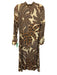 Farm Rio Size S Brown & Cream Mosaic Mock Neck Midi Dress Brown & Cream / S