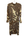 Farm Rio Size S Brown & Cream Mosaic Mock Neck Midi Dress Brown & Cream / S