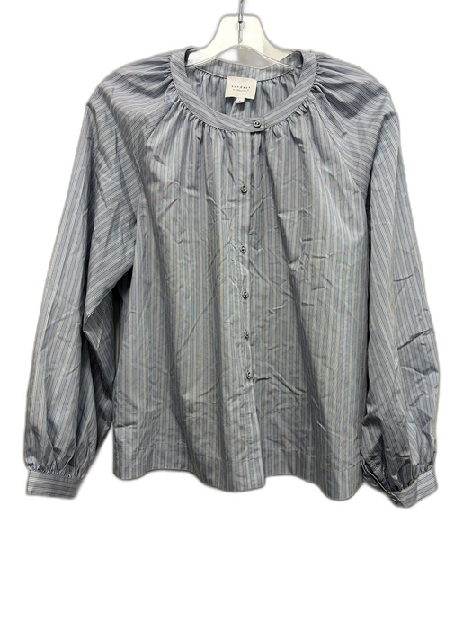 Sundays Size S Light Blue, Black, White Cotton Stripe Long Balloon Sleeve Top Light Blue, Black, White / S