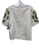 Anna Cate Size S Cream Green & Blue Cotton & Linen Embroidered Cut Out Top Cream Green & Blue / S