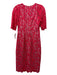 L.K. Bennett Size 4 Red & Gray Cotton Blend Lace Overlay Half Sleeve Dress Red & Gray / 4