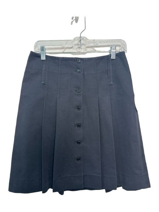 Prada Size 40 Navy Blue Cotton Pleated Button Front Skirt Navy Blue / 40