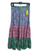 Boden Size 4P Blue & Green Multi Cotton Floral Tiered Side Zip Maxi Skirt Blue & Green Multi / 4P