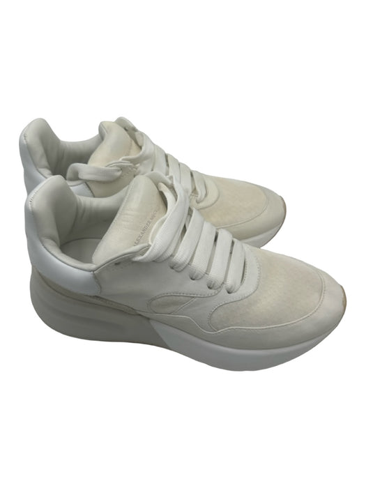 Alexander McQueen Shoe Size 38 Beige Leather & Mesh Platform Sneakers Beige / 38