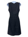 Chanel Size 38 Black, Pink, Blue Wool & Silk Metallic Thread Trim V Neck Dress Black, Pink, Blue / 38