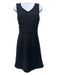 Chanel Size 38 Black, Pink, Blue Wool & Silk Metallic Thread Trim V Neck Dress Black, Pink, Blue / 38