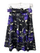 Samantha Sung Size 4 Black, Purple, Cream Wool & Silk Abstract Midi A-Line Skirt Black, Purple, Cream / 4