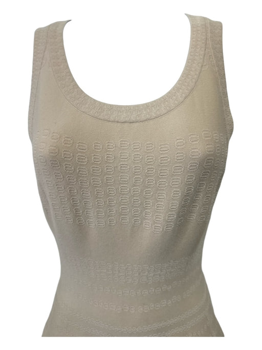 Alaia Size S/40 Cream Viscose Jacquard Knit Back Zip Scoop neck Dress Cream / S/40