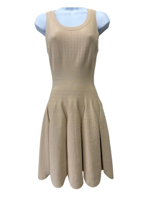 Alaia Size S/40 Cream Viscose Jacquard Knit Back Zip Scoop neck Dress Cream / S/40