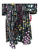 Valentino Size 2 Black & Multi Viscose Round Neck Floral 3/4 Bell Sleeve Dress Black & Multi / 2