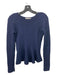 Valentino Size Small Navy Blue Wool Rolled neckline Peplum Ribbed Knit Sweater Navy Blue / Small