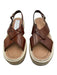 Prada Shoe Size 37.5 Brown, Beige, White Leather & Raffia Espadrille Sandals Brown, Beige, White / 37.5