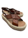 Prada Shoe Size 37.5 Brown, Beige, White Leather & Raffia Espadrille Sandals Brown, Beige, White / 37.5