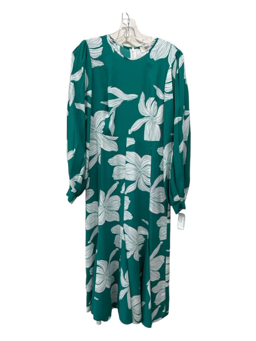 Diane Von Furstenberg Size 4 Teal Green Polyester Floral Maxi Back Zip Dress Teal Green / 4