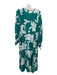 Diane Von Furstenberg Size 4 Teal Green Polyester Floral Maxi Back Zip Dress Teal Green / 4