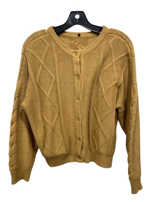 Vetta Size XS Camel Cotton Long Sleeve Cable Knit Back button Sweater Camel / XS