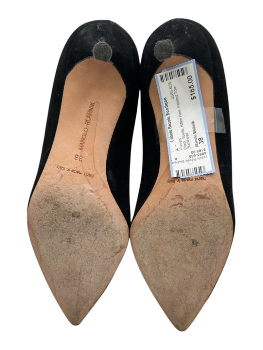 Manolo Blahnik Shoe Size 38 Black Suede Kitten Heel Pointed Toe Pumps Black / 38