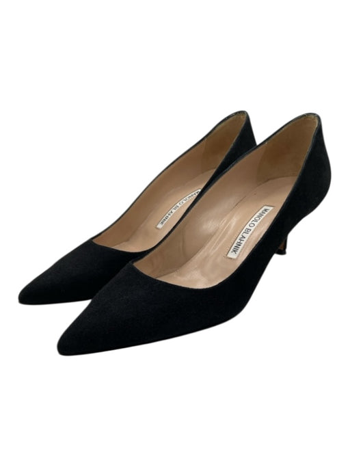 Manolo Blahnik Shoe Size 38 Black Suede Kitten Heel Pointed Toe Pumps Black / 38