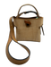 Beige Raffia & Leather Woven Removable Strap Bucket Top Handle Bag Beige