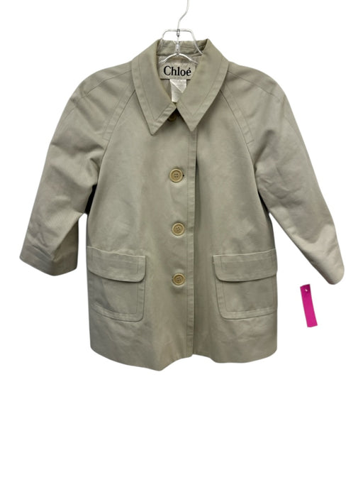 Chloe Size 38 Beige Viscose Long Sleeve Blazer pocket Jacket Beige / 38