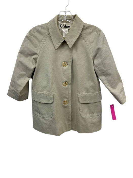 Chloe Size 38 Beige Viscose Long Sleeve Blazer pocket Jacket Beige / 38