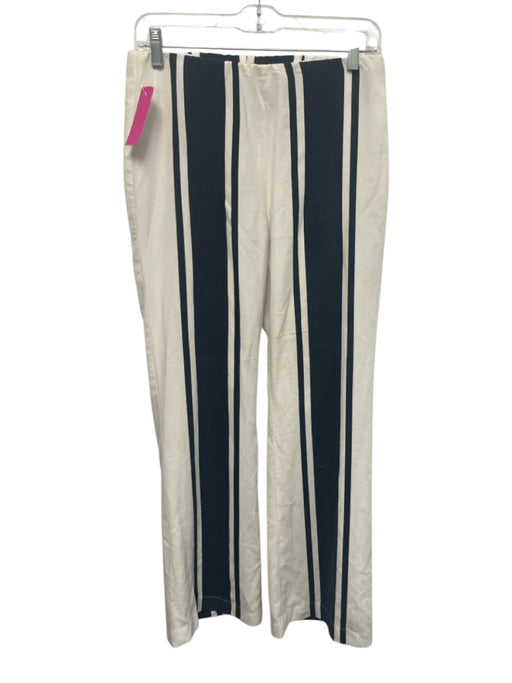 Ecru Size 4 White & Navy Tencel & Linen Striped Side Zip Pants White & Navy / 4