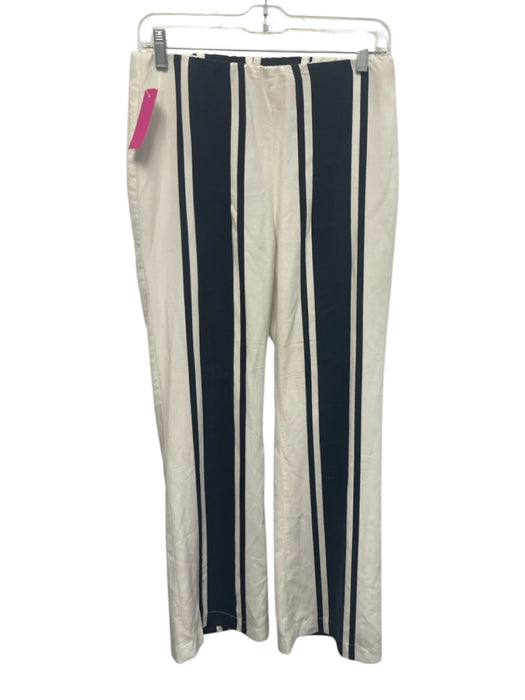 Ecru Size 4 White & Navy Tencel & Linen Striped Side Zip Pants White & Navy / 4