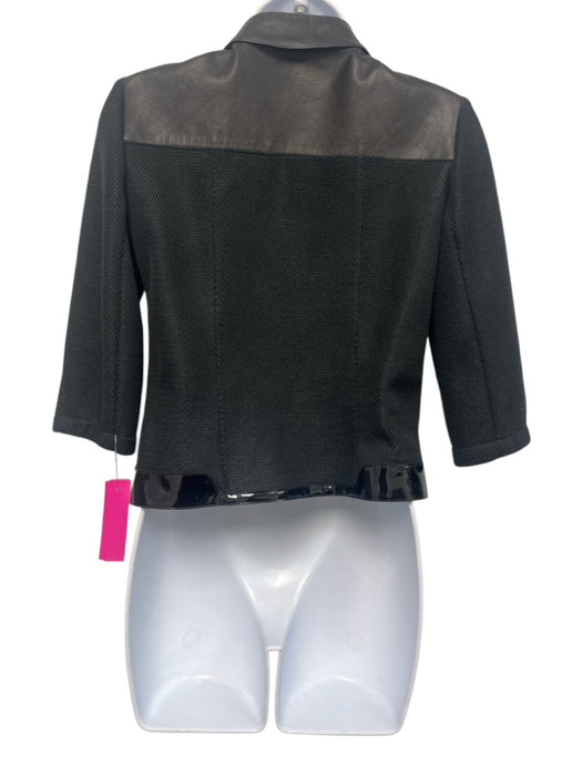 Prada Size Est XS/S Black Leather Long Sleeve Zip Up Mesh Detail Jacket Black / Est XS/S