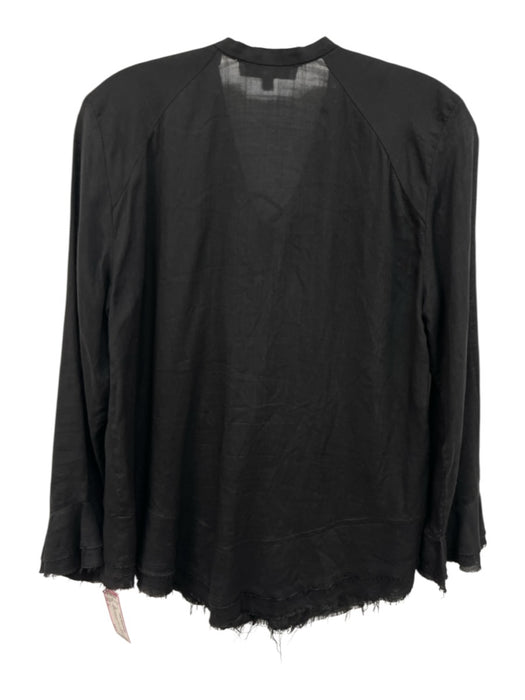 IRO Size 34 Black Viscose Long Sleeve Ruffle Lace Up Neck Top Black / 34