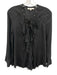 IRO Size 34 Black Viscose Long Sleeve Ruffle Lace Up Neck Top Black / 34