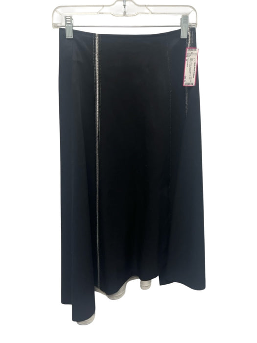 Tomorrowland Size 36 Black & White Rayon Back Zip Midi Stitching Detail Skirt Black & White / 36