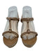Prada Shoe Size 37 Beige Leather & Cork Wedge Ankle Strap Strappy Sandals Beige / 37