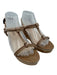 Prada Shoe Size 37 Beige Leather & Cork Wedge Ankle Strap Strappy Sandals Beige / 37