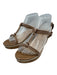 Prada Shoe Size 37 Beige Leather & Cork Wedge Ankle Strap Strappy Sandals Beige / 37