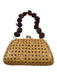 SERPUI Beige & Brown Straw Shoulder Strap Clasp Closure Beaded Handle Lined Bag Beige & Brown / S