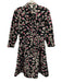 Oscar de la Renta Size 4 Navy Blue, Pink, Green Cotton Flowers Button Down Dress Navy Blue, Pink, Green / 4