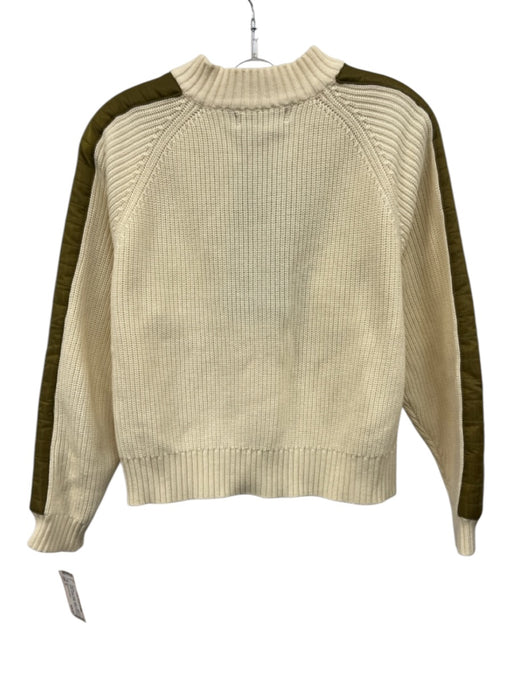 Central Park West Size S Cream, Green, Purple Cotton & Nylon Quilted Sweater Cream, Green, Purple / S