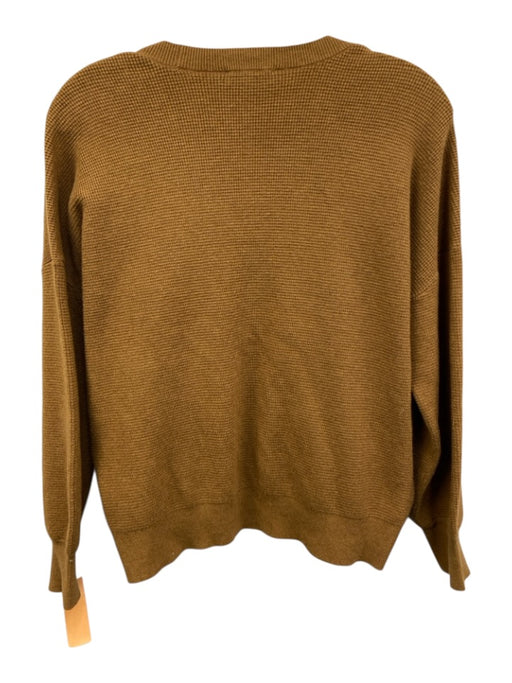 Lilla P Size S Brown Cotton & Modal V Neck Half Button Sweater Brown / S